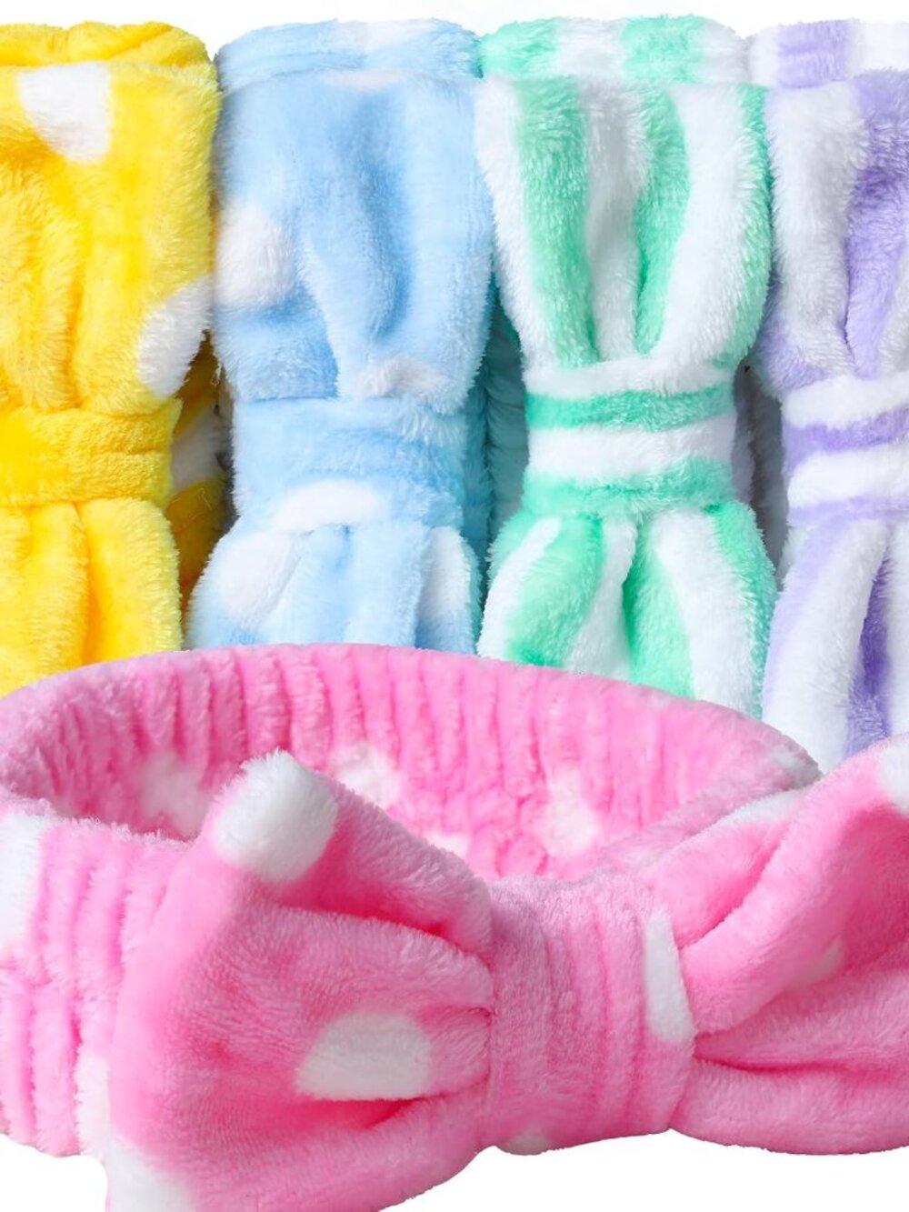 5pcs Makeup Headband with Removable Bow, Spa Headband for Washing Face for Teen